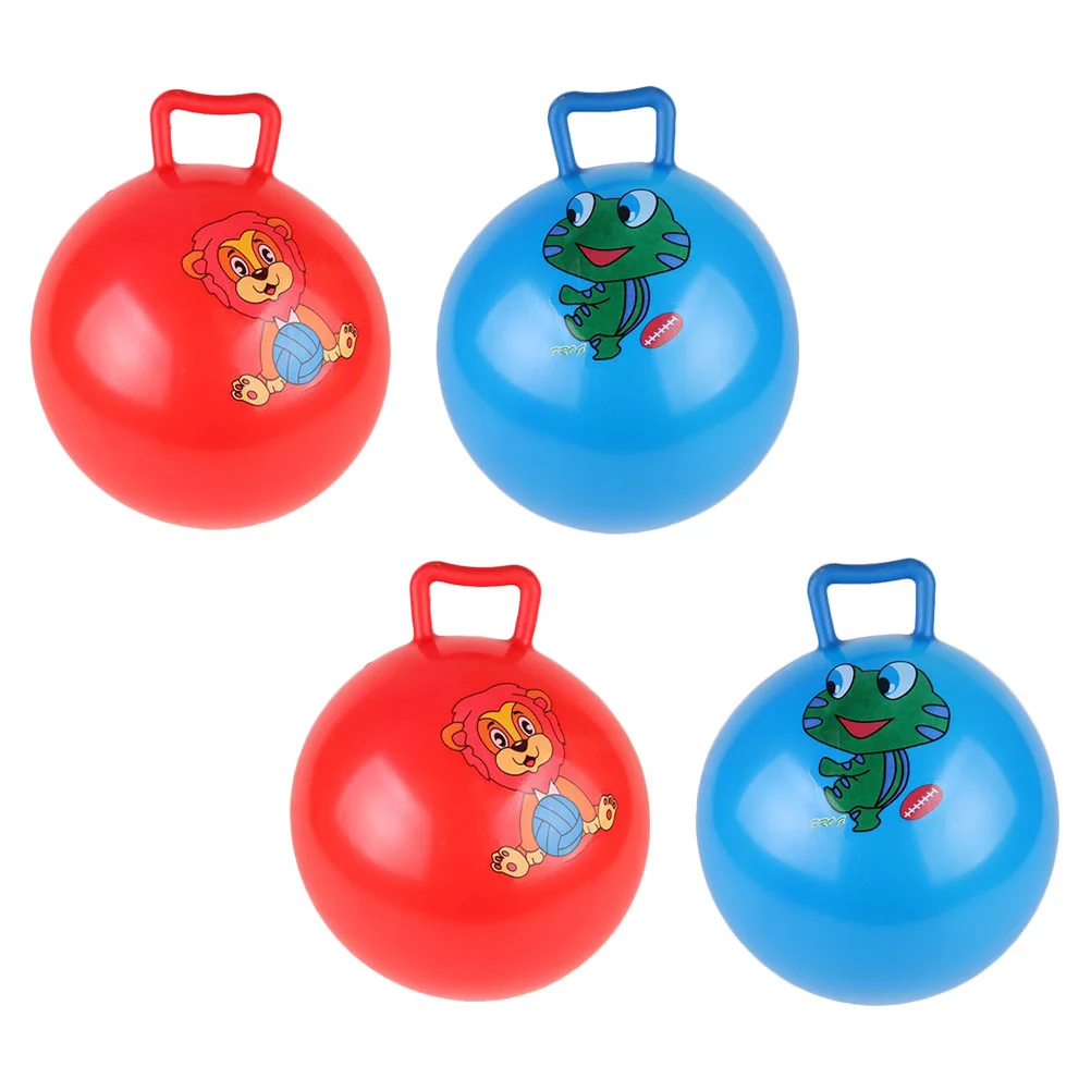 

4 Pcs Handle Racket Inflatable Ball Toys Hopper Kids Cartoon Pattern Hopping Jumping Children Bouncy