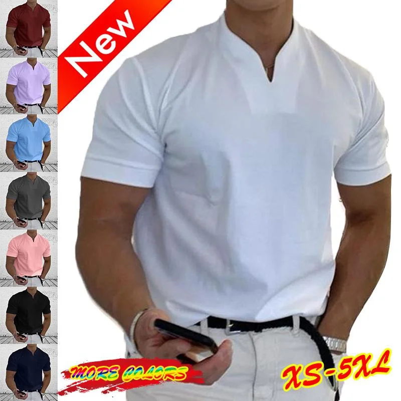 Fashion Men's V-Neck Polo Shirts Comfortable Solid Color T-Shirts Casual Short Sleeve Pullover Tops Ropa Para Hombre Polo Shirt
Fashion Men's V-Neck Polo Shirts Comfortable Solid Color T-Shirts Casual Short Sleeve Pullover Tops Ropa Para Hombre Polo Shirt