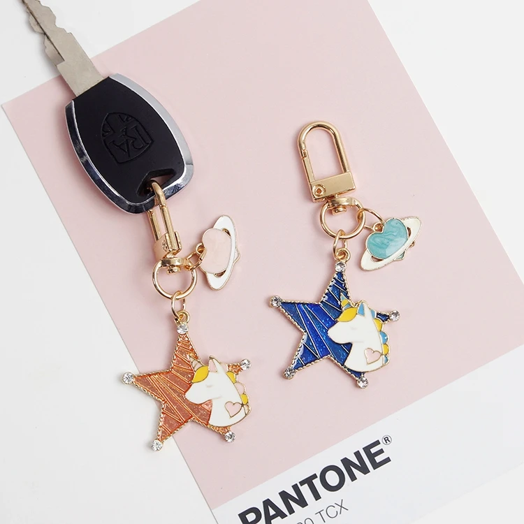 Cute Cartoon Unicorn Star-shaped Anti-rust Car Keychain Pendant DIY Handmade Keyring Girl Cute Bag Jewelry Accessory
Cute Cartoon Unicorn Star-shaped Anti-rust Car Keychain Pendant DIY Handmade Keyring Girl Cute Bag Jewelry Accessory