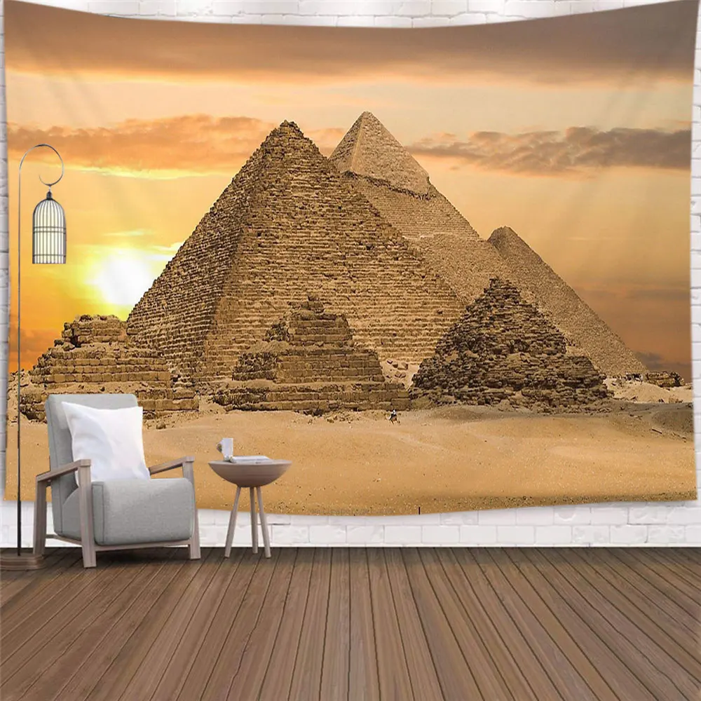 

Sacred Egyptian Pyramids Tapestry Egypt Landmark Vintage Egypt Pyramid Tapestry For Bedroom Living Room Wall Dinning Table Cloth