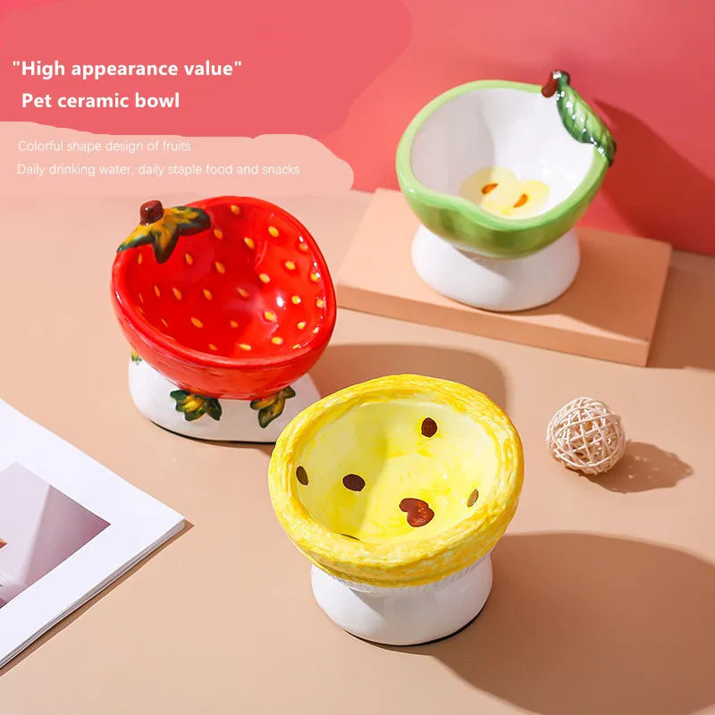 Hot Sale Ceramic Cat Bowl Foot Plate Non-slip Fruit Shape Dog Puppy Feeder Feeding Food Water Protection Cervical Pet Supplies 
Hot Sale Ceramic Cat Bowl Foot Plate Non-slip Fruit Shape Dog Puppy Feeder Feeding Food Water Protection Cervical Pet Supplies