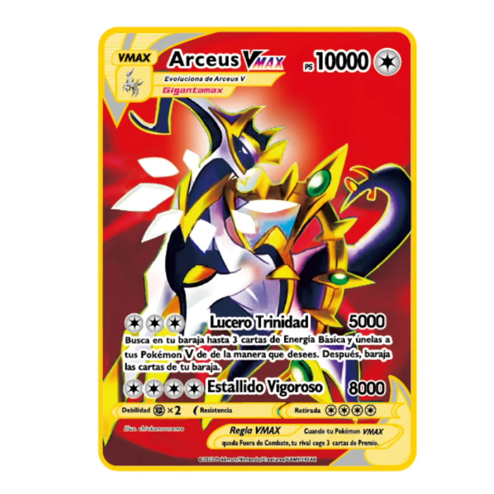 10000 Arceus Vmax DIY Golden Pokemon Cards in Spanish Iron Metal Pokmo Letters Kids Gift Game Collection Cards
10000 Arceus Vmax DIY Golden Pokemon Cards in Spanish Iron Metal Pokmo Letters Kids Gift Game Collection Cards