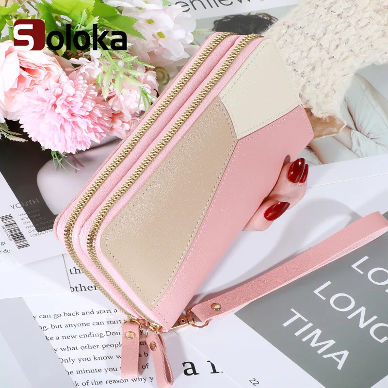 Women's Long Wallet Double Zipper Wallet Contrast Color Card Holder Mobile Phone Bag Large Capacity Card Cash Storage Pouch
Women's Long Wallet Double Zipper Wallet Contrast Color Card Holder Mobile Phone Bag Large Capacity Card Cash Storage Pouch