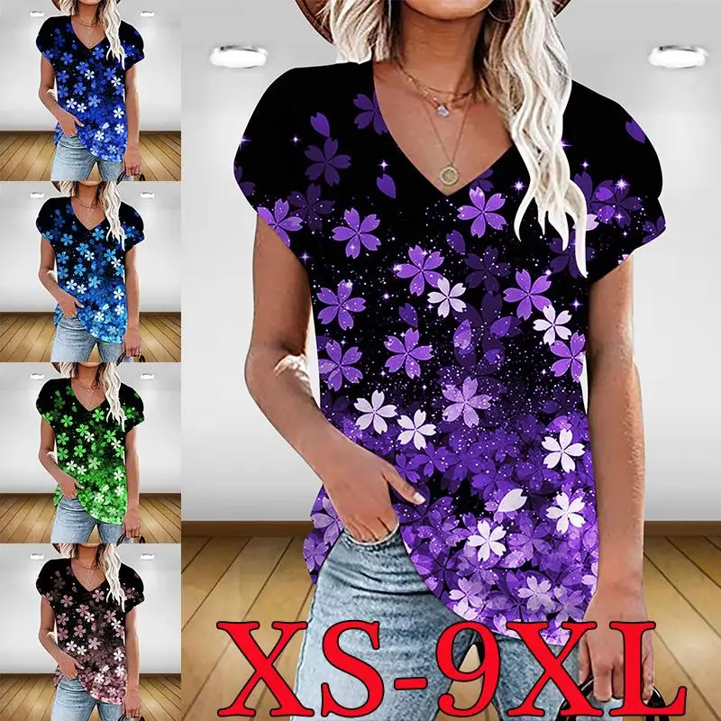 Women's Fashion Short Sleeve Plus Size Casual Loose Print T-Shirt Summer V-Neck Tops XS-9XL
Women's Fashion Short Sleeve Plus Size Casual Loose Print T-Shirt Summer V-Neck Tops XS-9XL