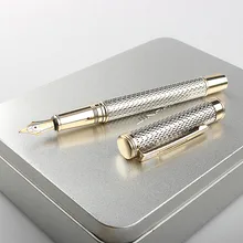 Crocodile Metal Silver Fountain Pen 0.5MM Shine Platinum Steel School Office Business Writing Ink Pens Gift Stationery