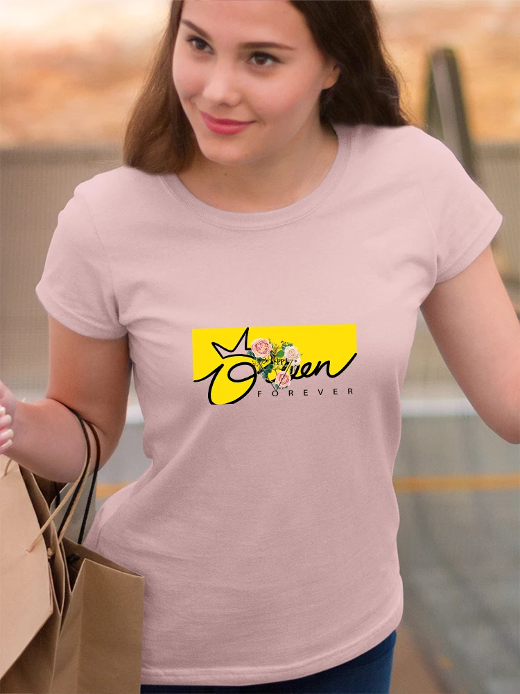 Yeskuni Queen Forever смешные футболки женские топы в готическом стиле с коротким рукавом