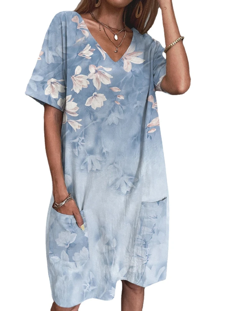 Women's Dresses Fashion Spring Summer Clothing Short Sleeve V-Neck Pocket Printed Casual Dress Plus Size
Women's Dresses Fashion Spring Summer Clothing Short Sleeve V-Neck Pocket Printed Casual Dress Plus Size