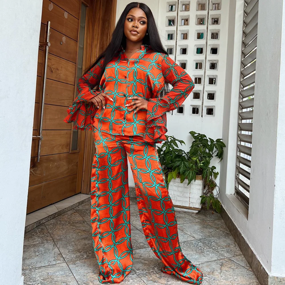 Two Piece Set African Stripe Print Long Sleeve Blouse Tops And Pant Suits Spring Autumn Women Set Sheath Matching Fashion Outfit
Two Piece Set African Stripe Print Long Sleeve Blouse Tops And Pant Suits Spring Autumn Women Set Sheath Matching Fashion Outfit