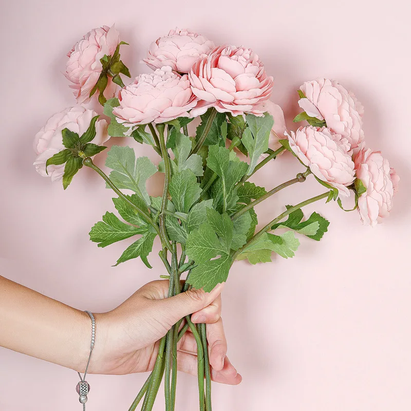 

Пион, искусственные шелковые цветы, ветка, розовая роза, домашняя свадебная композиция для стола, искусственный цветочный букет невесты, украшение с зелеными листьями