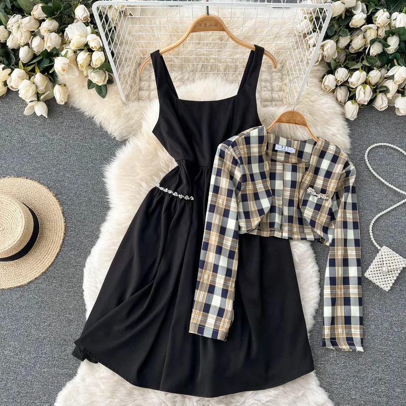 2022 Spring Summer Holiday Sexy Plaid Crop Tops Mini Diamond Dress Women Elegant Festival Clothing Two Piece Sets Dress Outfits
2022 Spring Summer Holiday Sexy Plaid Crop Tops Mini Diamond Dress Women Elegant Festival Clothing Two Piece Sets Dress Outfits