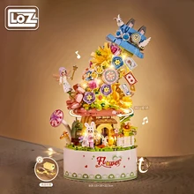 Loz/Loz Wonderful Flower Travel Music Box Bouquet Assembled Building Blocks Flower Light Music Box Handmade Christmas Gift