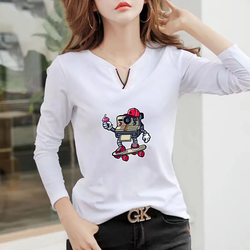 2023 New V Neck 100% Cotton T Shirt Woman Autumn Fashion Long Sleeve Shirt Women's T-shirt Loose Korean Style Women Shirts #152
2023 New V Neck 100% Cotton T Shirt Woman Autumn Fashion Long Sleeve Shirt Women's T-shirt Loose Korean Style Women Shirts #152