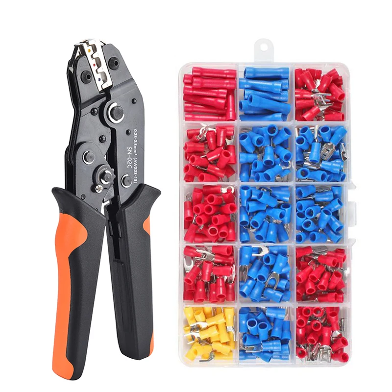 

F50 Hand Crimping Tool 0.25-2.5mm² Adjustable Ratchat Crimper Plier 280pcs Cable Lugs Assortment Kit Insulated Wire Crimp Set