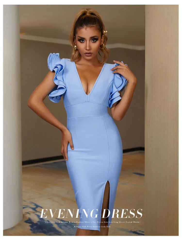 New Skyblue Rayon Bandage Women Sleeveless Sexy V-Neck Bodycon Mini Dress Fashion Celebrate Birthday Party Outfit Vestido
New Skyblue Rayon Bandage Women Sleeveless Sexy V-Neck Bodycon Mini Dress Fashion Celebrate Birthday Party Outfit Vestido
