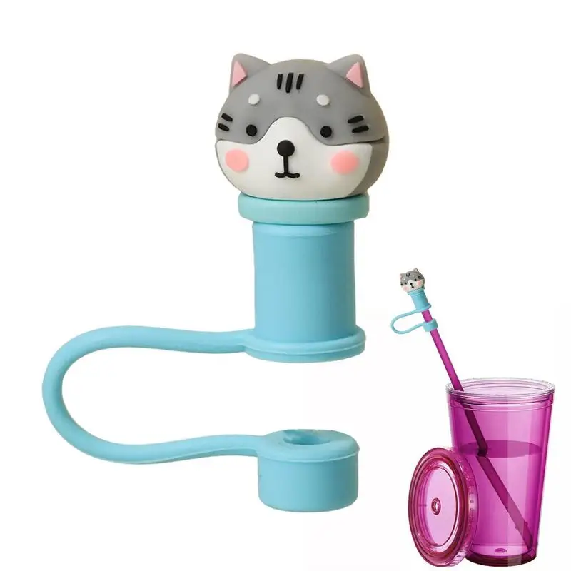 Колпачки для трубочек, многоразовые силиконовые Заглушки для трубочек, с рисунком животных, стильные подарки