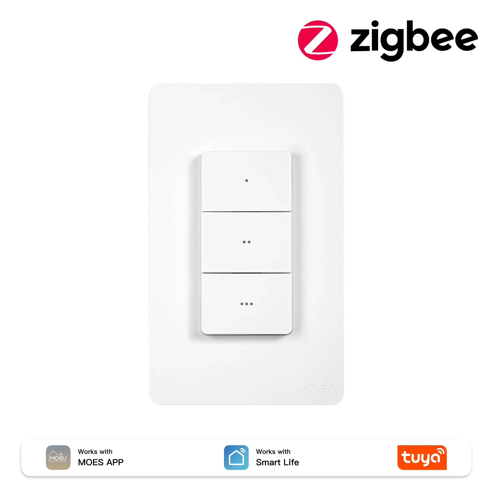 MOES Tuya ZigBee Умный сценарный выключатель 3 клавиши
MOES Tuya ZigBee Умный сценарный выключатель 3 клавиши