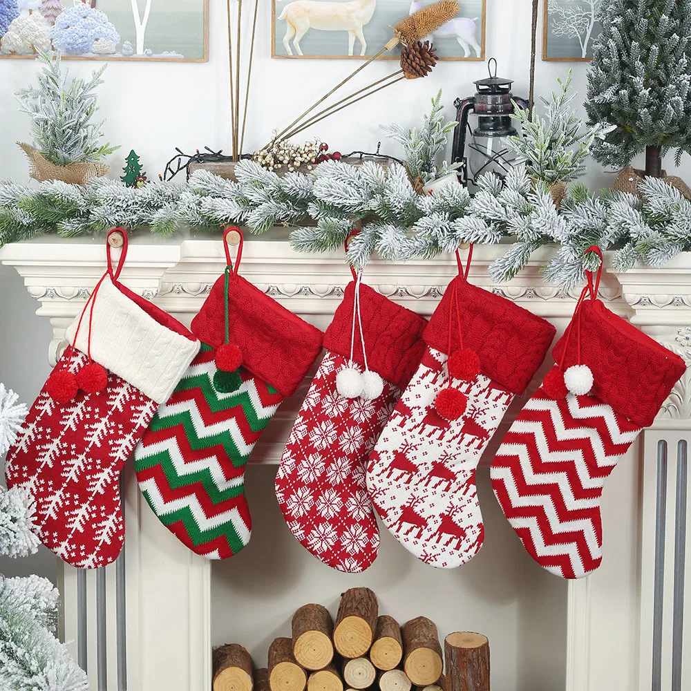 

Christmas Stockings Cable Knit Stocking Decor Goodie Bags Gift Fireplace Xmas Tree Stocking Ornaments for Holiday Family Friends