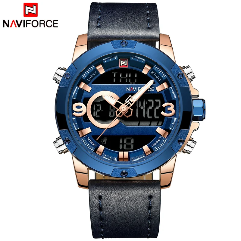 Часы наручные NAVIFORCE Мужские кварцевые цифровые спортивные брендовые