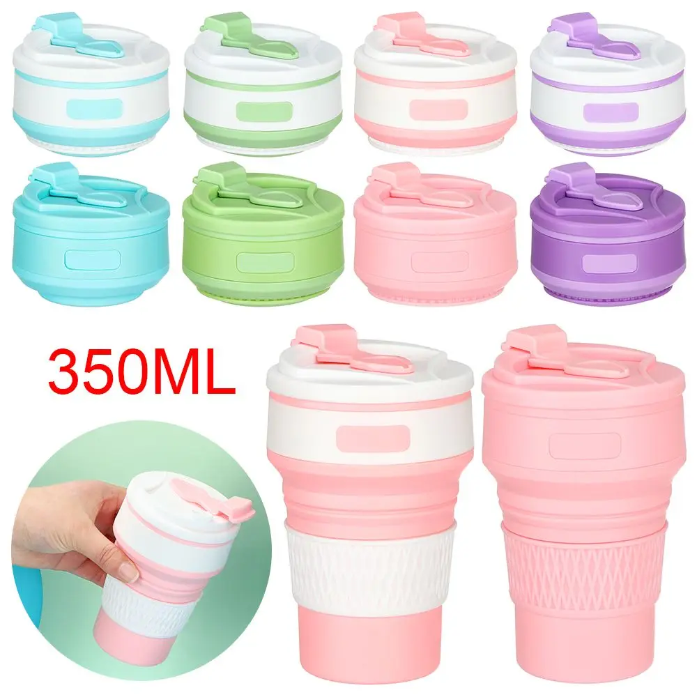 

350ML Coffee Mugs Travel Collapsible Silicone Cup Folding Water Cups BPA FREE Food Grade Drinking Ware Mug Tea Coffee Cups