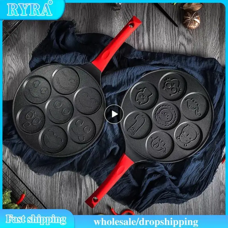 Сковородка с 7 отверстиями, Нескользящая силиконовая антипригарная сковородка с длинной ручкой, многофункциональная форма для жарки яиц, кухонные аксессуары 
Сковородка с 7 отверстиями, Нескользящая силиконовая антипригарная сковородка с длинной ручкой, многофункциональная форма для жарки яиц, кухонные аксессуары