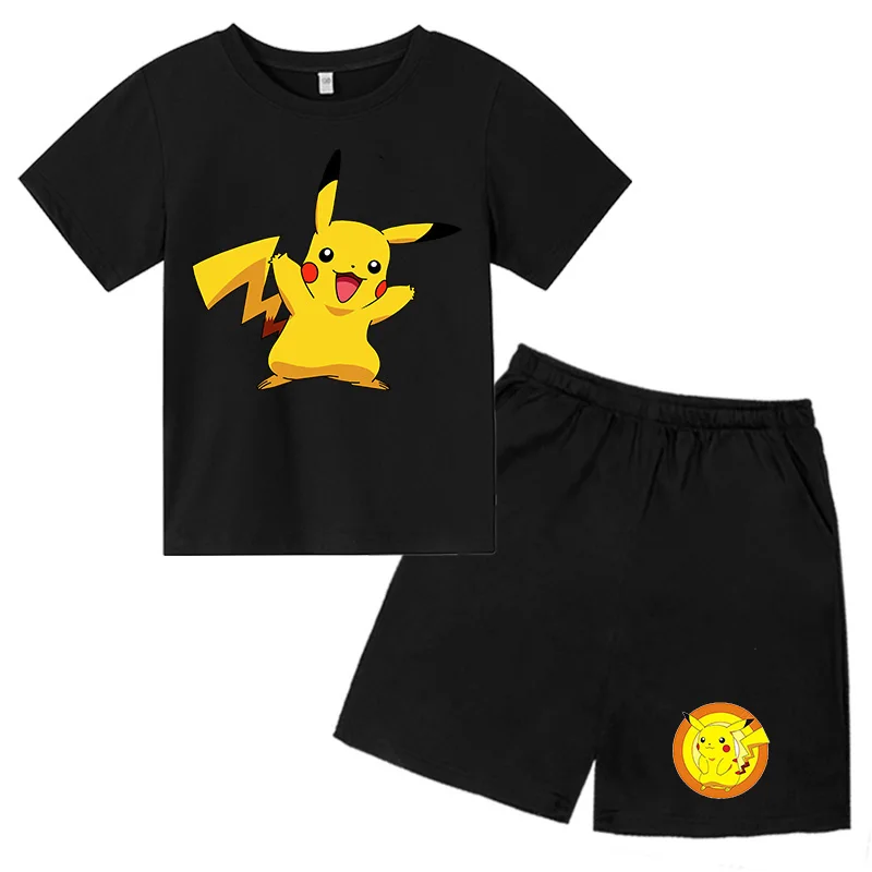 New Anime T Shirt Pokemon Suit Shorts Kids Boys Girl Clothes Pikachu Fashion Cartoon Costume 2PCS 4-14 Year Children Clothing
New Anime T Shirt Pokemon Suit Shorts Kids Boys Girl Clothes Pikachu Fashion Cartoon Costume 2PCS 4-14 Year Children Clothing