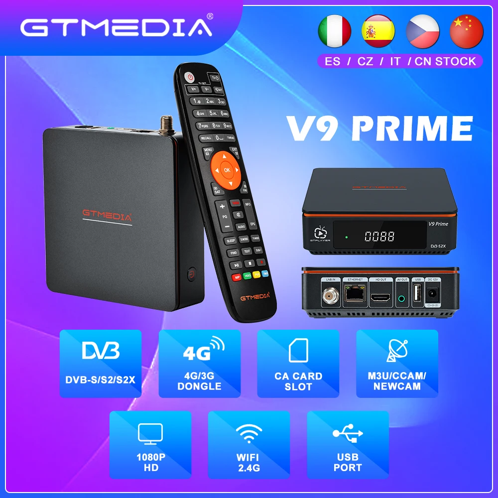 GTMEDIA V9 Prime Satellite TV Receiver DVB S S2 S2X 1080P HD CA Card Slot USB 2.4G WiFi CCam M3U Smart Television Set Top Box
GTMEDIA V9 Prime Satellite TV Receiver DVB S S2 S2X 1080P HD CA Card Slot USB 2.4G WiFi CCam M3U Smart Television Set Top Box