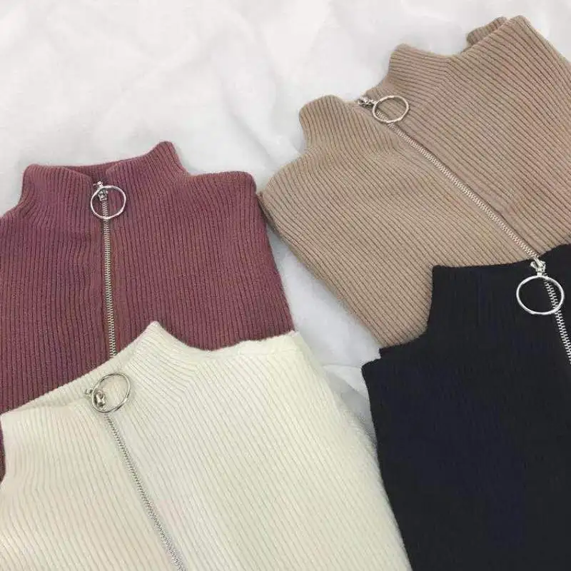 ASHEYWR Women Fashion Tops Autumn Zipper Half Turtleneck Slim Long Sleevess Weater Knitted Solid Simple Bottoming Top Female
ASHEYWR Women Fashion Tops Autumn Zipper Half Turtleneck Slim Long Sleevess Weater Knitted Solid Simple Bottoming Top Female