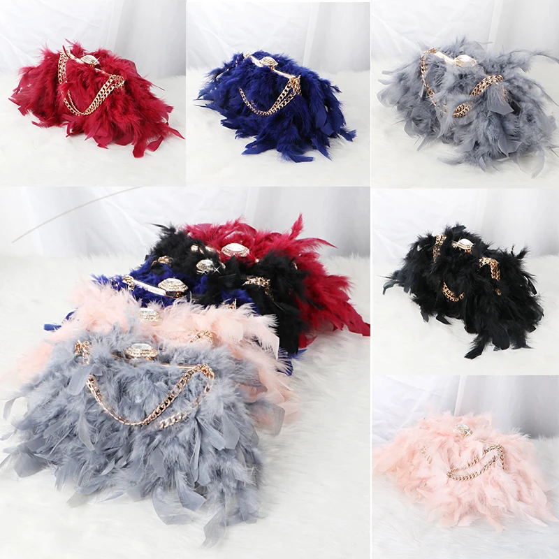 Winter Soft Gray Feathers Clutch Woman Pink Party Chain Handbag Elegant Black Fluffy Wedding Guest Hand Bags Ostrich Feather Bag
Winter Soft Gray Feathers Clutch Woman Pink Party Chain Handbag Elegant Black Fluffy Wedding Guest Hand Bags Ostrich Feather Bag