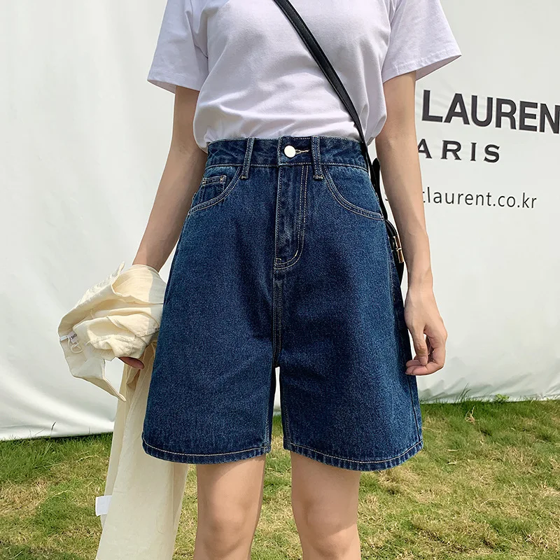 New Women's Solid Color High Waist Wide Leg Denim Shorts Casual A-Line Five-Point Pants
New Women's Solid Color High Waist Wide Leg Denim Shorts Casual A-Line Five-Point Pants