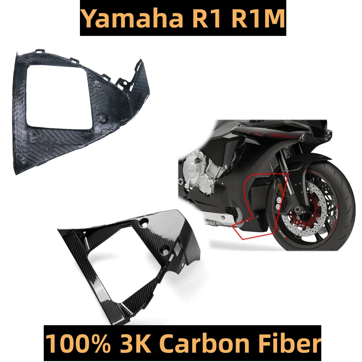 

Защита для мотоциклетного радиатора из сухого углеродного волокна 3K, обтекатель, V-образная панель, Защита радиатора для Yamaha R1 R1M 2015 2016 2017 2019