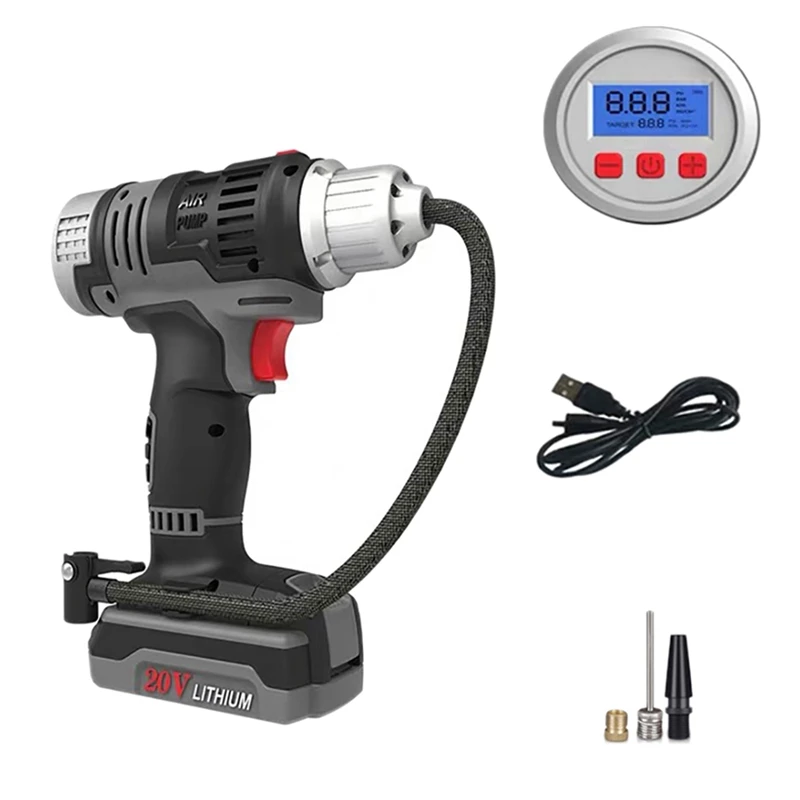 20V Digital Tyre Inflator Air Compressor Cordless Car Tyre Pump With Rechargeable Li-Ion Battery With LED Lights For Car
20V Digital Tyre Inflator Air Compressor Cordless Car Tyre Pump With Rechargeable Li-Ion Battery With LED Lights For Car