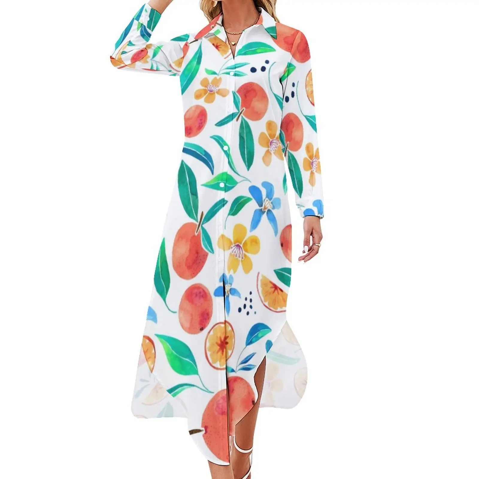 Шифоновое платье с длинным рукавом и V-образным вырезом, большого размера 
Шифоновое платье с длинным рукавом и V-образным вырезом, большого размера