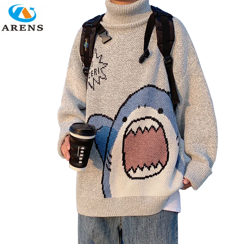 ARENS Men Turtlenecks Shark Sweater Men 2022 Winter Patchwor Harajuku Korean Style High Neck Oversized Grey Turtleneck For Men
ARENS Men Turtlenecks Shark Sweater Men 2022 Winter Patchwor Harajuku Korean Style High Neck Oversized Grey Turtleneck For Men