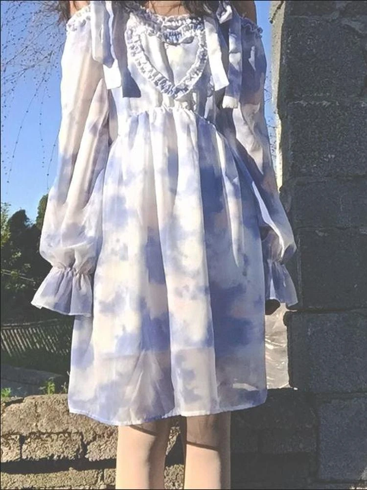 QWEEK Tie Dye Fairy Dress Women Soft Mori Japanese Sweet Ruffle Kawaii Cute Bandage Slip Dresses Korean Fashion 2022 Summer
QWEEK Tie Dye Fairy Dress Women Soft Mori Japanese Sweet Ruffle Kawaii Cute Bandage Slip Dresses Korean Fashion 2022 Summer