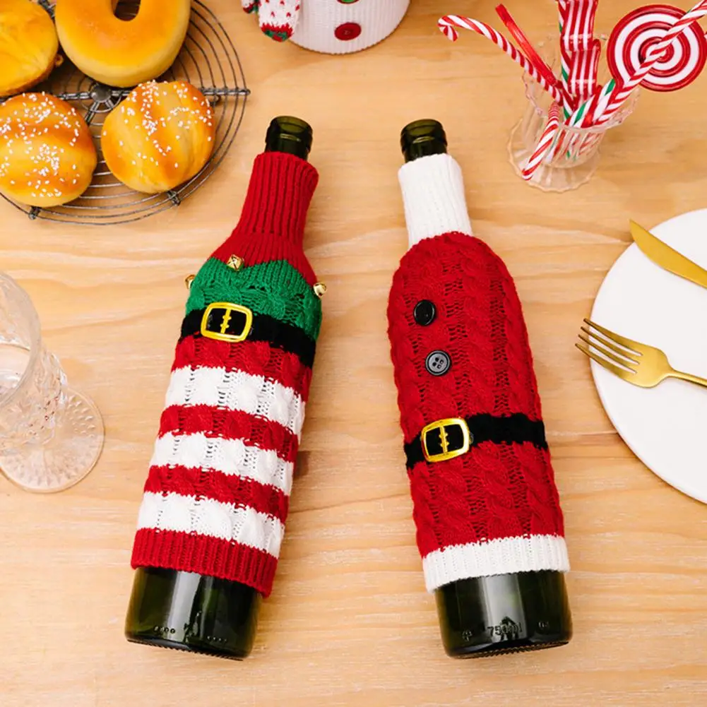 Reusable Wine Bottle Cover Charming Christmas Wine Bottle Cover Festive Knit Elastic Button Buckle Decor for New Year Party
Reusable Wine Bottle Cover Charming Christmas Wine Bottle Cover Festive Knit Elastic Button Buckle Decor for New Year Party