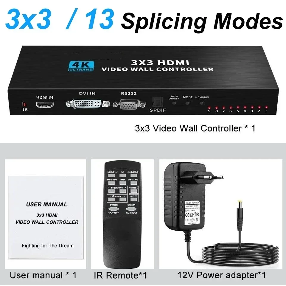 Настенный видеоконтроллер 4K 3x3 DVI 1x3 1x4 2x3 2x4 Vs 2x2 HDMI, настенный контроллер 2 3 4, ТВ, многоэкранный процессор, устройство для сращивания видео
Настенный видеоконтроллер 4K 3x3 DVI 1x3 1x4 2x3 2x4 Vs 2x2 HDMI, настенный контроллер 2 3 4, ТВ, многоэкранный процессор, устройство для сращивания видео