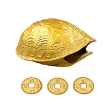 1 Set Of Delicate Turtle Shell Luck Charm Copper Crafts Home Ornament Ominous Tools Coin Lucky Money Retro Home Decor