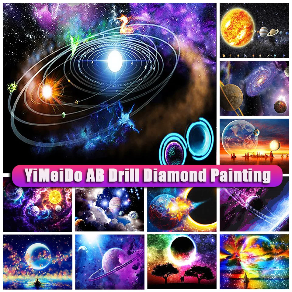 

YiMeido DIY 5D AB Diamond Painting Starry Sky Colorful Diamond Embroidery Scenery Cross Stitch Rhinestone Full Mosaic Home Decor