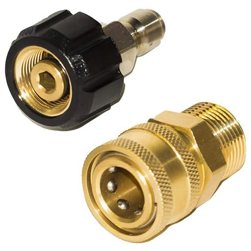 2 Pairs Of M22 High Pressure Washer Quick Connection, M22 (M22-14MM) To 1/4 Inch Quick Connection, 5000 PSI
2 Pairs Of M22 High Pressure Washer Quick Connection, M22 (M22-14MM) To 1/4 Inch Quick Connection, 5000 PSI