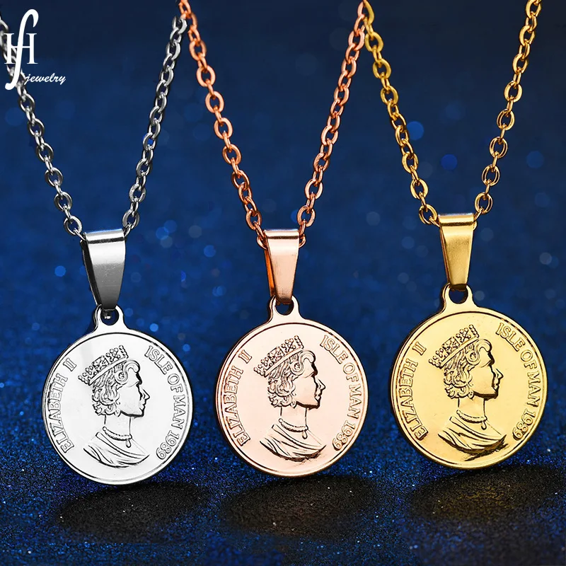 Fashion Titanium Steel Vintage Rose Gold Elizabeth Double-Sided Corrosion Round Coin Pendant Temperament Lady Necklace
Fashion Titanium Steel Vintage Rose Gold Elizabeth Double-Sided Corrosion Round Coin Pendant Temperament Lady Necklace