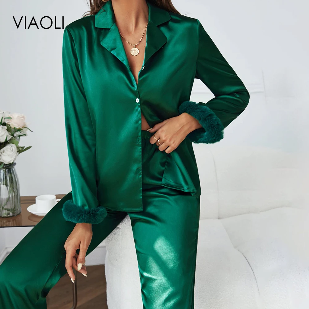 Multicolor Fashion Women Pajama Set Sweet Plush Cuff Trousers Long Sleeve Suit Pyjamas Silk Pajamas for Women Satin Pj Sets
Multicolor Fashion Women Pajama Set Sweet Plush Cuff Trousers Long Sleeve Suit Pyjamas Silk Pajamas for Women Satin Pj Sets