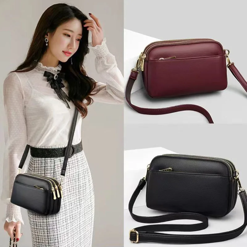 Soft Genuine Leather Women Messenger Bag Female Crossbody Shoulder Bags Multilayer Small Handbag Fashion Phone Bag for Girls 
Soft Genuine Leather Women Messenger Bag Female Crossbody Shoulder Bags Multilayer Small Handbag Fashion Phone Bag for Girls