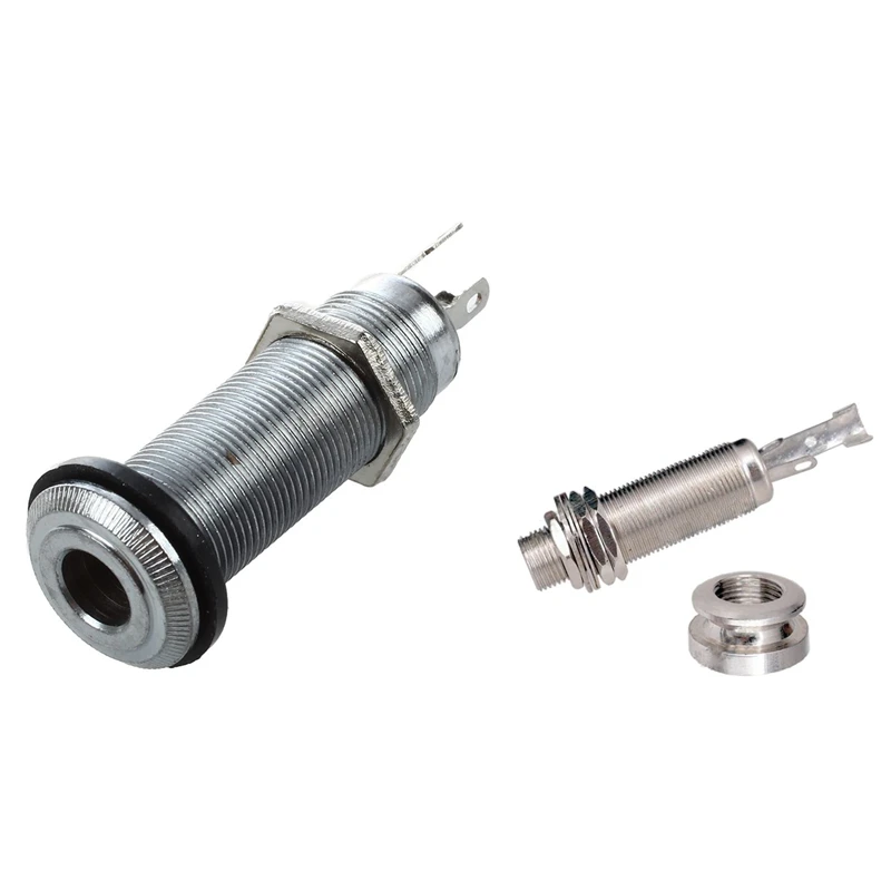

1X 1/4 Inch Chrome Cylinder Flush Mount Jack & A1347 1 Piece Guitar Bass End Pin Output Jack 1/4 Inch Mono Or Stereo