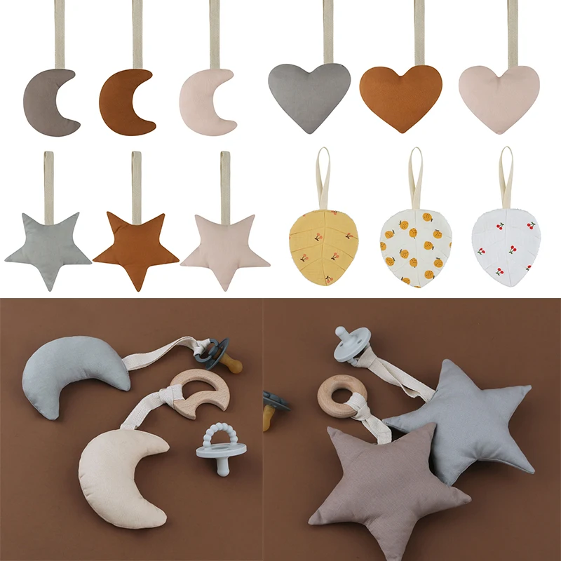 

Baby Pacifier Clip Chain Pendant Soft Cotton Star-shape Soother Holder Decor Dummy Nipple Hanging Ornament for Newborn Infants