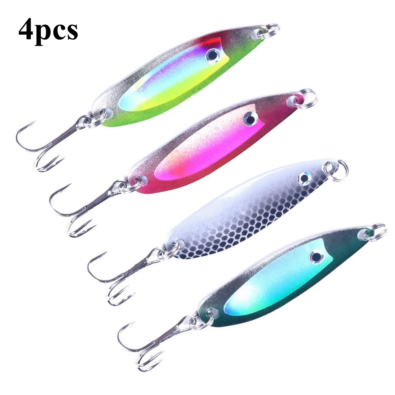 4pcs/set Fishing Spoon Lures Kit Treble Hooks Saltwater Freshwater Colorful Fishing Metal Lures for Bass Trout
4pcs/set Fishing Spoon Lures Kit Treble Hooks Saltwater Freshwater Colorful Fishing Metal Lures for Bass Trout