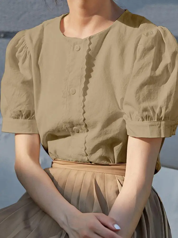 VONDA Stylish Tops Tunic 2022 Summer Casual Baggy Solid Blusas Women Short Puff Sleeve Button Up Dace Decoration Blouse Oversize
VONDA Stylish Tops Tunic 2022 Summer Casual Baggy Solid Blusas Women Short Puff Sleeve Button Up Dace Decoration Blouse Oversize