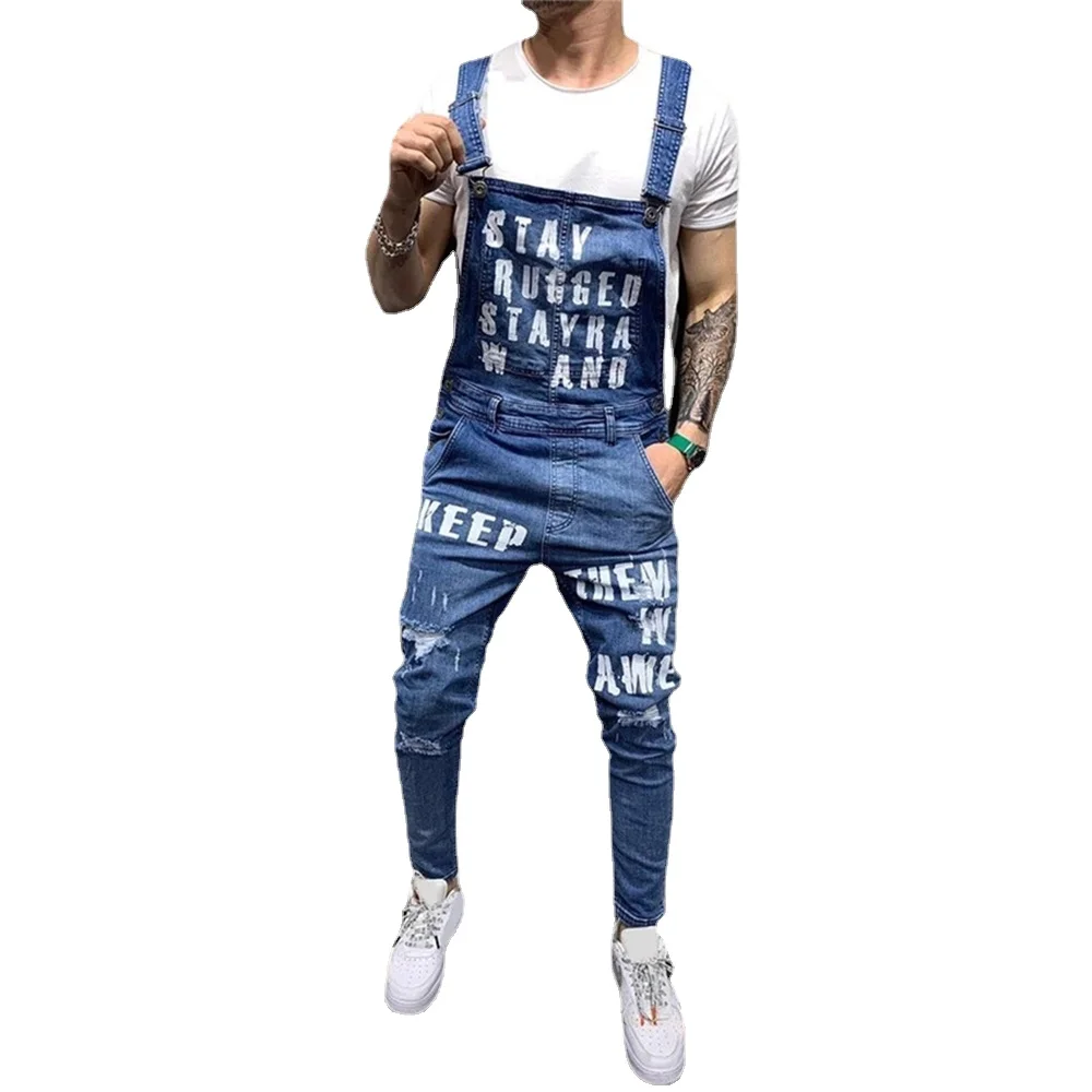 KB Fashion Men's Ripped Jeans Jumpsuits Ankle Length Letter printing Distressed Denim Bib Overalls For Men Suspender Pants
KB Fashion Men's Ripped Jeans Jumpsuits Ankle Length Letter printing Distressed Denim Bib Overalls For Men Suspender Pants