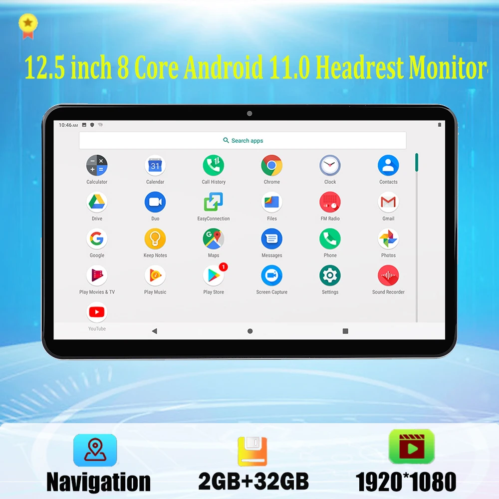 12.5 inch Octa Core Android 11 Car Headrest Monitor 1920*1280 IPS Touch Screen GPS 4G WIFI Bluetooth USB FM MP5 Video DC Player - купить по