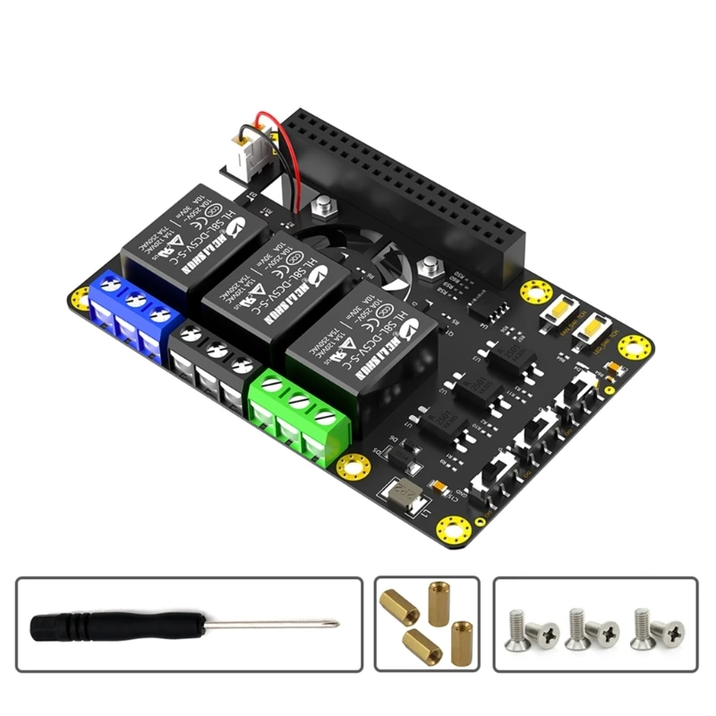 RPi Power RelayBoard Expansion Module with Cooling Fan Automatic Discoloration LED for RPi A+ 3A+ B+ 2B
RPi Power RelayBoard Expansion Module with Cooling Fan Automatic Discoloration LED for RPi A+ 3A+ B+ 2B