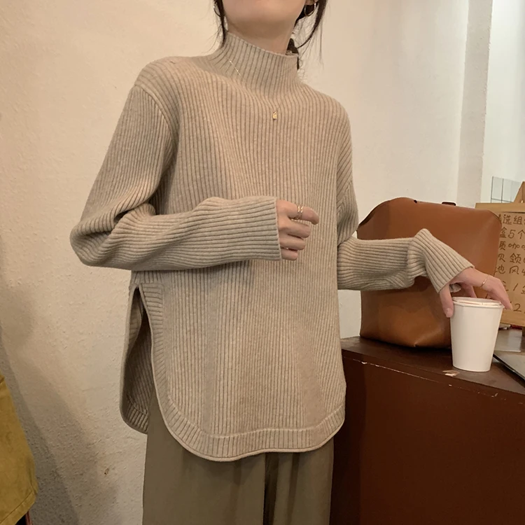 GWW2117 Half high collar split knitwear women's winter Korean version 2022 new thickened loose design with long sleeve top
GWW2117 Half high collar split knitwear women's winter Korean version 2022 new thickened loose design with long sleeve top